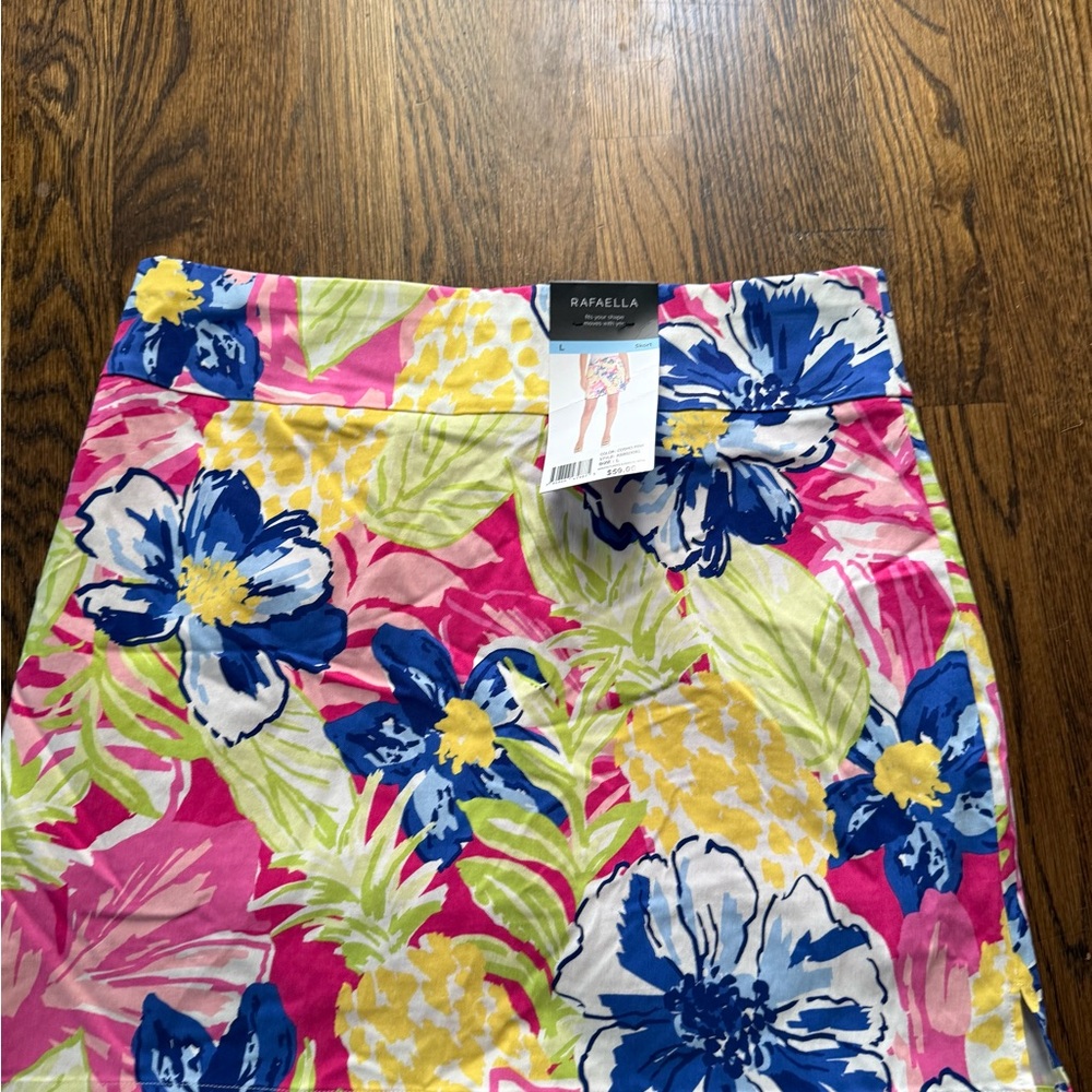 Rafaella Tropical Floral Skort in Pink, Blue, and Yellow